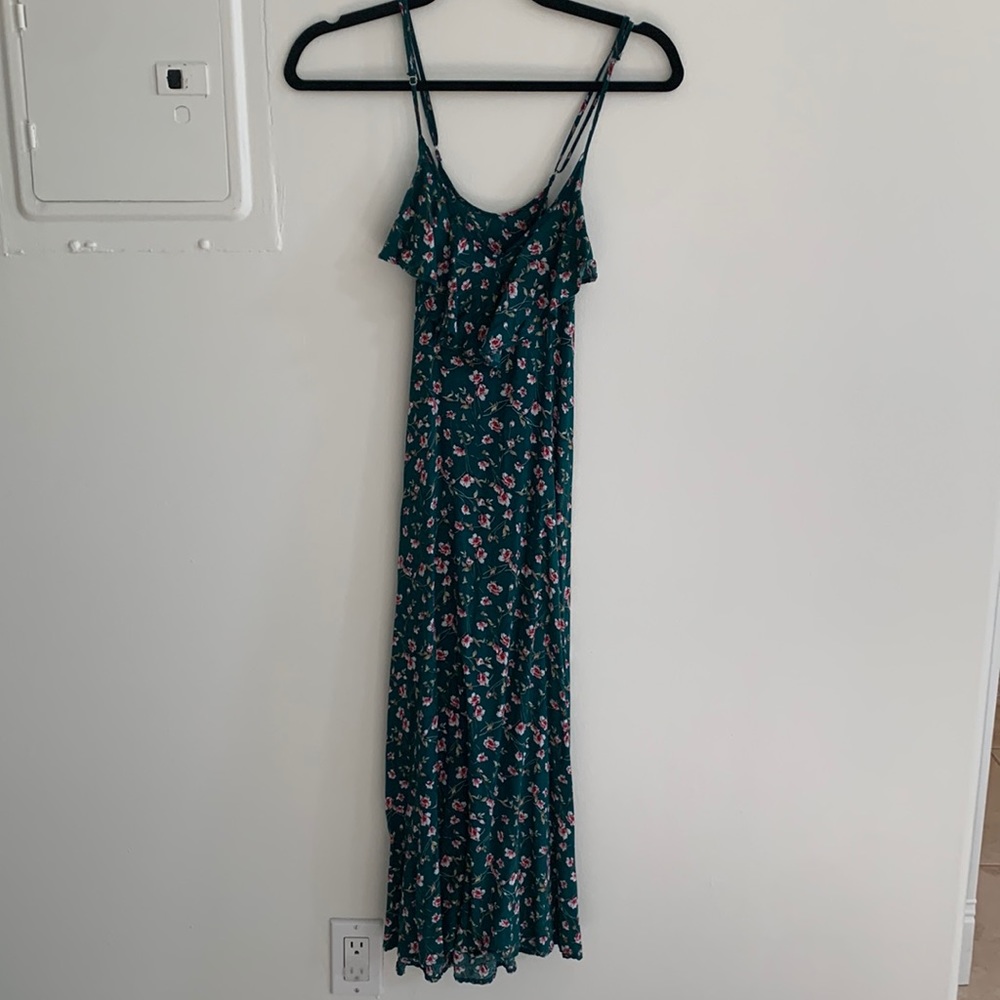 Green floral midi dress
